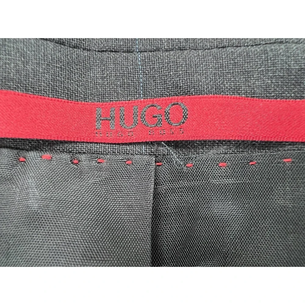 HUGO BOSS Suit Jacket Mens 40R (EU 50) Gray Check Wool 2 Button Blazer Bulgaria